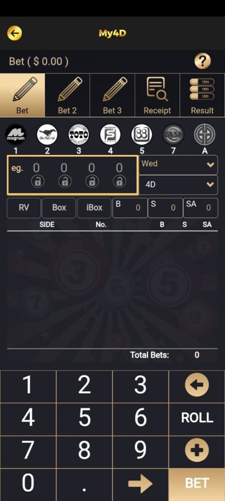 MyGame Online 4d Betting - Placing bet
