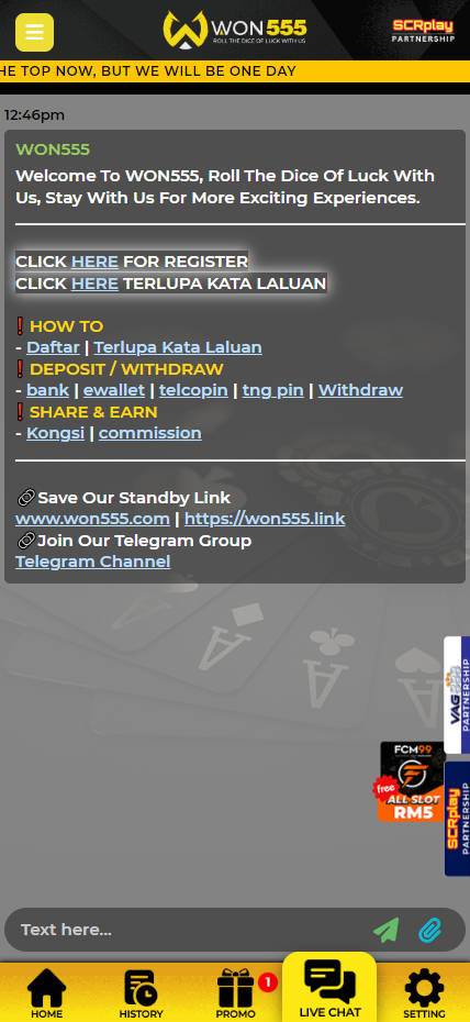 WON555 - Live Chat - mygmofficial